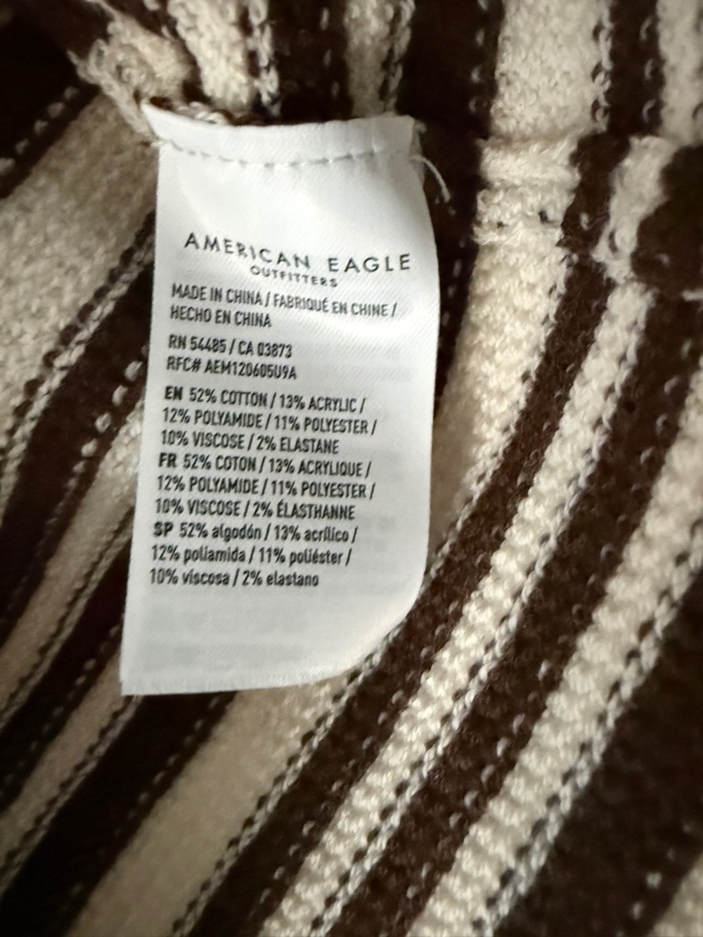 American Eagle Outfitters Brown & Cream Striped sweater Crop Tank Top NWT - Picture 3 of 5